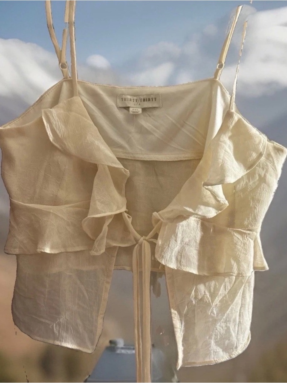 Cream Ruffle Tie-Front Cami Top Thirty/ Thirty